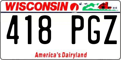 WI license plate 418PGZ