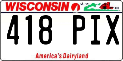 WI license plate 418PIX
