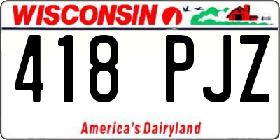 WI license plate 418PJZ