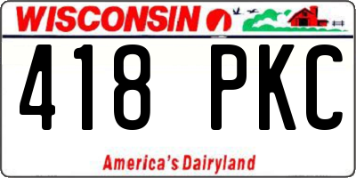 WI license plate 418PKC