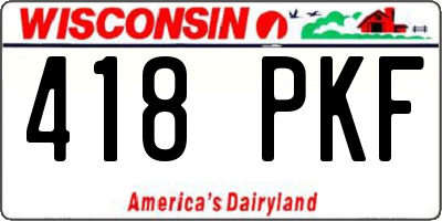 WI license plate 418PKF