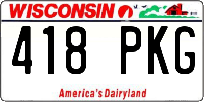 WI license plate 418PKG