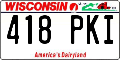 WI license plate 418PKI