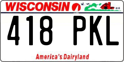 WI license plate 418PKL