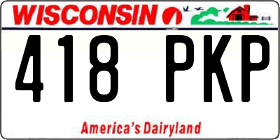 WI license plate 418PKP