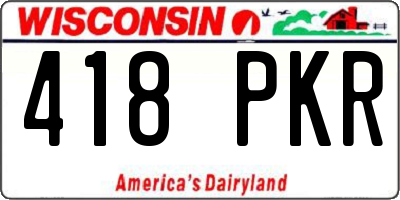 WI license plate 418PKR