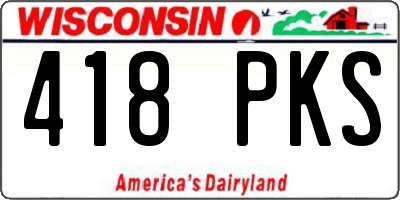 WI license plate 418PKS