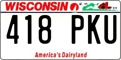 WI license plate 418PKU