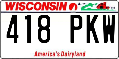 WI license plate 418PKW