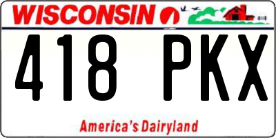 WI license plate 418PKX