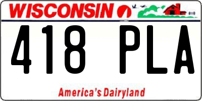 WI license plate 418PLA