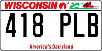 WI license plate 418PLB
