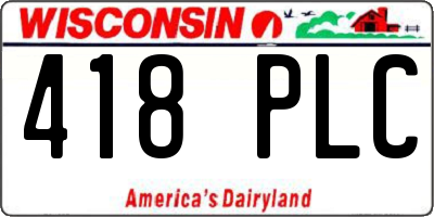 WI license plate 418PLC