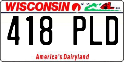WI license plate 418PLD