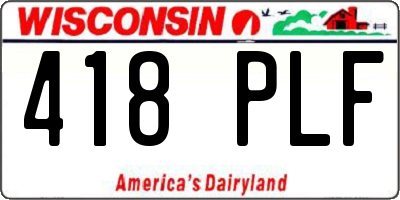 WI license plate 418PLF