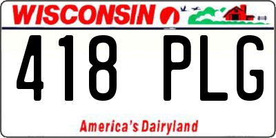 WI license plate 418PLG