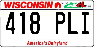 WI license plate 418PLI