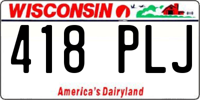 WI license plate 418PLJ