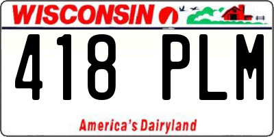 WI license plate 418PLM