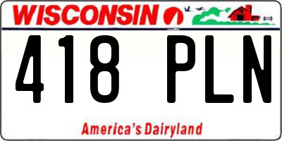 WI license plate 418PLN