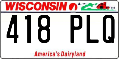 WI license plate 418PLQ