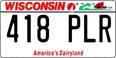 WI license plate 418PLR