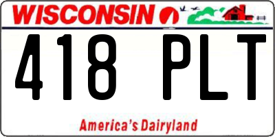 WI license plate 418PLT