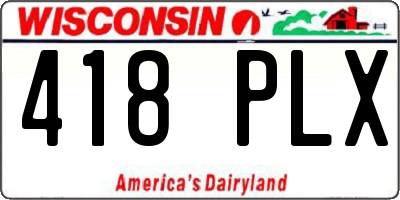 WI license plate 418PLX