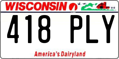 WI license plate 418PLY