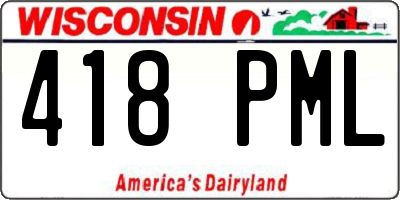 WI license plate 418PML