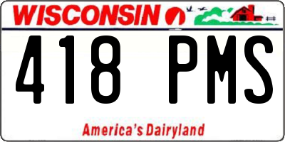 WI license plate 418PMS