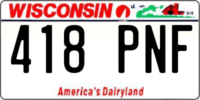 WI license plate 418PNF