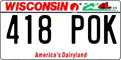 WI license plate 418POK