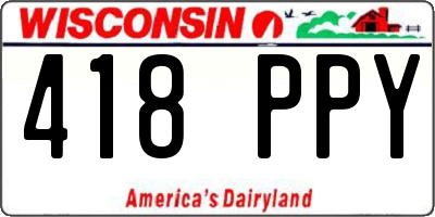 WI license plate 418PPY