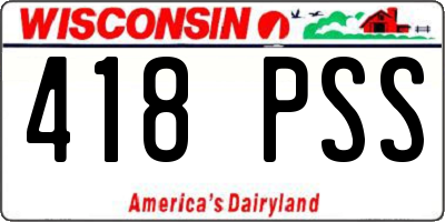 WI license plate 418PSS