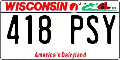 WI license plate 418PSY