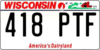 WI license plate 418PTF