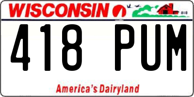 WI license plate 418PUM