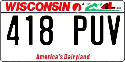 WI license plate 418PUV