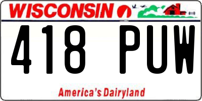 WI license plate 418PUW