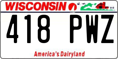 WI license plate 418PWZ