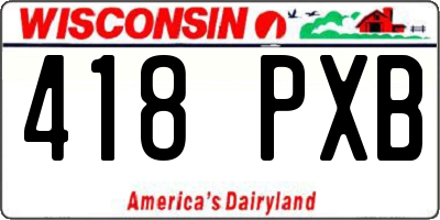 WI license plate 418PXB