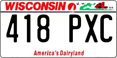 WI license plate 418PXC