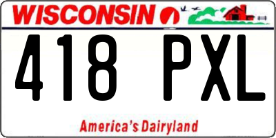 WI license plate 418PXL