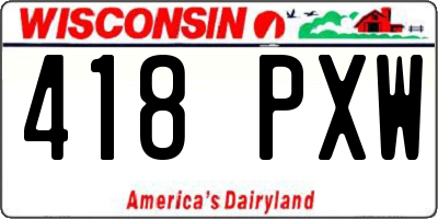 WI license plate 418PXW