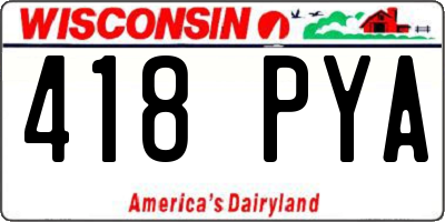 WI license plate 418PYA