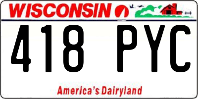 WI license plate 418PYC