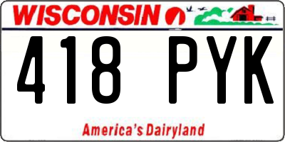 WI license plate 418PYK