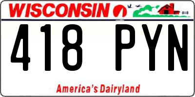 WI license plate 418PYN