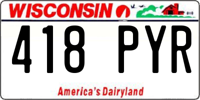 WI license plate 418PYR
